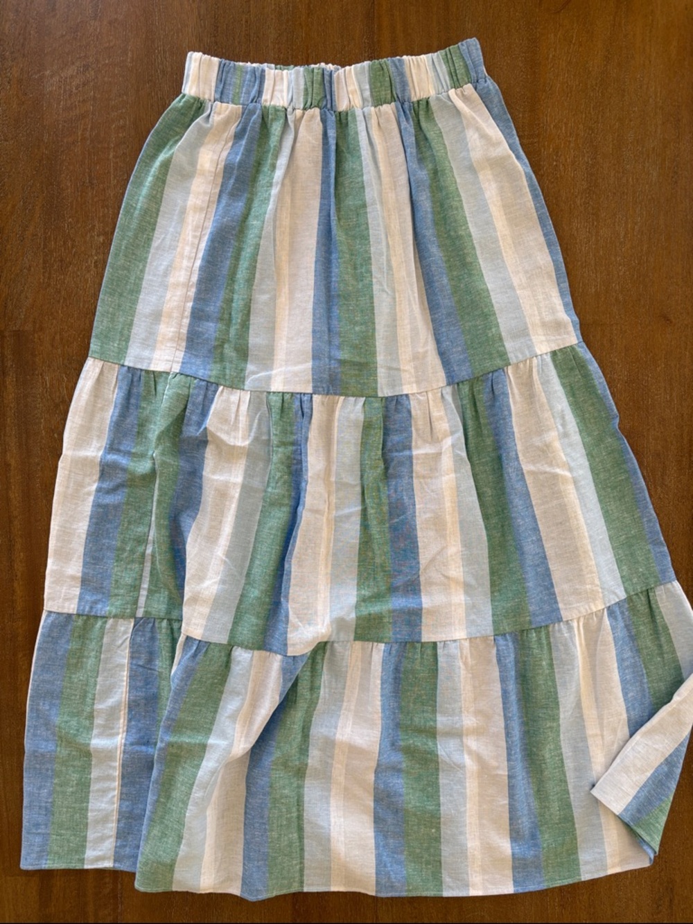 Ann Taylor Striped Maxi Skirt in Blue, Green & White